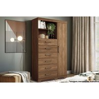Cômoda Infantil Marabá 1.6 c/ 1 Porta 2 Nichos e 6 Gavetas c/ Pés Jatoba - Santos Andirá