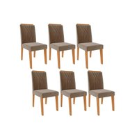 Cadeira Sala de Jantar Nicole Kit 6 Un Nature/Suede Joli - Cimol