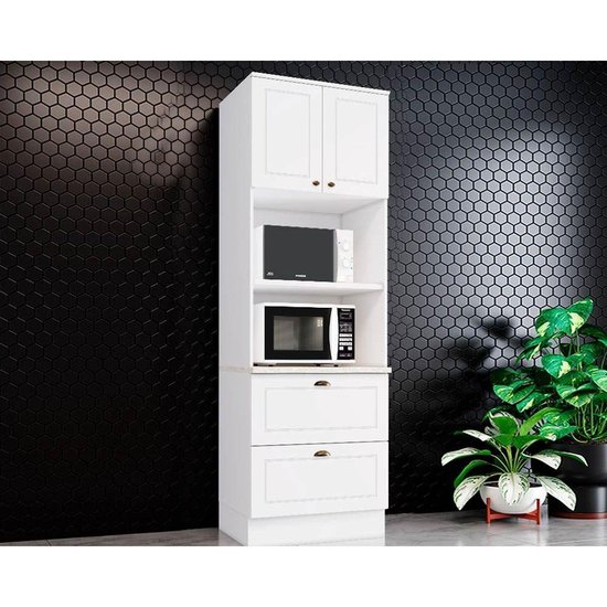 Paneleiro de Cozinha Modulado Americana c/ 2 Portas e 2 Gavetas (2 Fornos) 71,5cm Branco - Henn