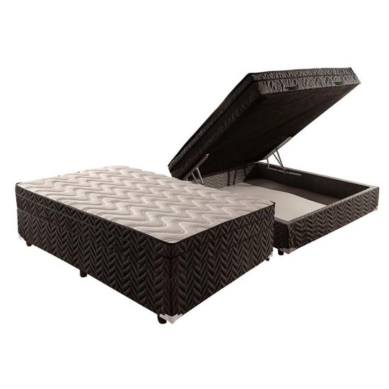 Cama Baú Conjugado Casal: Colchão Molas Extrapedic Sublime Pillow Black (138x188x50) Paropas