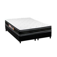 Cama Box Queen: Colchão Espuma D33 Castor Black e White Double Face + Base CRC Suede Black(158x198)