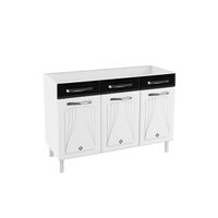 Balcão de Cozinha Star New 3 Portas e 3 Gavetas 120cm Branco/Preto - Telasul