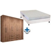Cama Box Casal + Colchão Frontier Herval + Guarda Roupa Master 8.6 Atacama