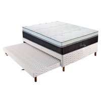 Cama Box c/Auxiliar Casal: Colchão Polar MasterPocket Serenatta 30 + Base CRC Rústico Branco(138x188)