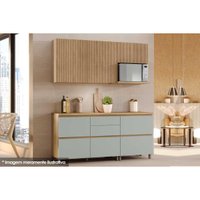 Cozinha Modulada Completa Rainha 4 Peças C4P22 Nature/Verde - Nesher