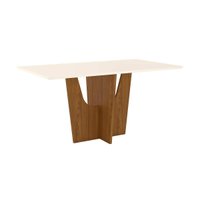 Mesa de Sala Jantar Vértice SC36 + Tampo Madeirado Reto 160x90cm Nature/Off White - Henn