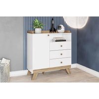 Cômoda de Quarto Confete c/ 1 Porta e 3 Gavetas Branco/Jequitiba - Henn
