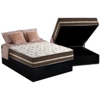 Cama Box Baú Casal: Colchão Molas Anjos Superlastic Classic + Base CRC Suede Black(138x188)
