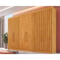 Guarda Roupa Casal Potente c/6 Portas c/ 4 Ripados e 6 Gavetas Peroba - Europa