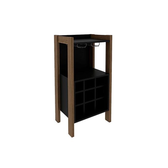 Bar de Sala Jantar AZ1032 Adega p/ 9 Garrafas Nogal/Preto - Tecno Mobili