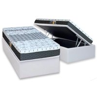 Cama Box Baú Solteiro: Colchão Molas Bonnel Castor System Class One Face + Base CRC Courano White(88x188)