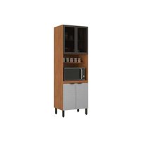 Torre Quente de Cozinha Firenze Forno c/ Prateleira 4 Portas c/ 2Vidro 70x218cm Amendola/Nude Prime TX - Demóbile