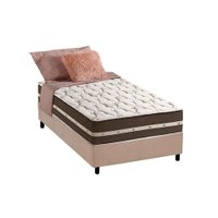 Cama Box Solteiro: Colchão Molas Anjos Superlastic Classic + Base CRC Suede Clean(88x188)