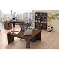 Escritório Completo 6 Peças (2 Armários + 2 Gaveteiros + 2 Mesas) EC03 Nogal - Tecno Mobili
