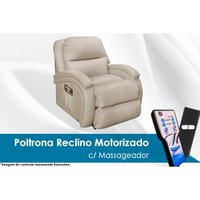 Poltrona Reclinável c/Massagem p/ Sala Divino Urbany Zero Wall Motorizada Vibro Giro, Balanço Courano Bege - Probel