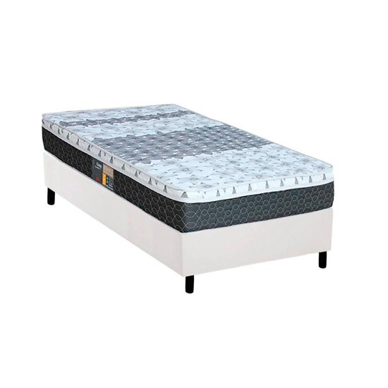 Cama Box Solteiro: Colchão Molas Bonnel Castor System Class + Base CRC Courano White(88x188)