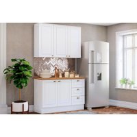 Kit de Cozinha Completa 3 Peças Americana (1 Aéreo. 1 Balcão, 1 Complemento) Branco - Henn