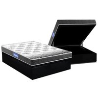 Cama Box Baú Casal: Colchão Espuma Probel D20 Guarda Costas Resistente Black + Base CRC Suede Black(138x188)