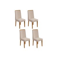 Cadeira Sala de Jantar Exclusive Kit 4 Un Rovere/Amêndoa/Linho Rinzai Bege - Lopas