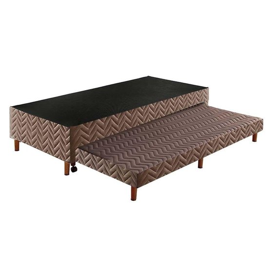 Cama Box Base c/Auxiliar com Auxiliar Sommier Rústico Brown (88x188x30) - Paropas
