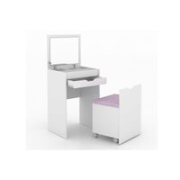 Penteadeira Infantil PE-2007 1 Gaveta c/ Gaveta e Puff Branco - Tecno Mobili
