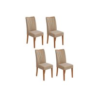 Cadeira Sala de Jantar Apogeu Kit 4 Un Rovere/Amêndoa/Veludo Naturale Creme - Lopas