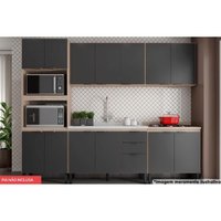 Kit de Cozinha 5 Peças Firenze (2 Aéreos + 2 Balcões + 1 Paneleiro) FMT009 Avena/Grafito - Demóbile