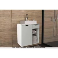 Balcão p/ Banheiro Suspenso BN3605 1 Porta 1 Gaveta cor Branco - Tecno Mobili