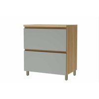 Gabinete de Cozinha Modulado Balcão Rainha 1 Porta Basculante e 1 Gaveta c/ Tampo 80cm Nature/Verde - Nesher