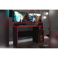 Mesa de Computador Solteiro Gamer MSM 448 Preto/Vermelho - Movelbento