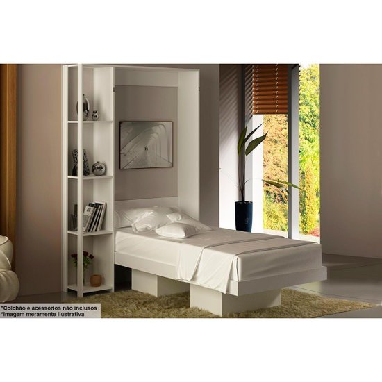 Cama Solteiro Articulada Dobrável Multifuncional CM8013 Branco - Tecno Mobili