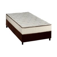 Cama Box Solteiro: Colchão Molas Bonnel Luckspuma Montreal Spring + Base CRC Suede Brown(88x188)