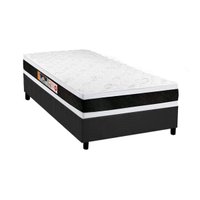 Cama Box Solteiro: Colchão Espuma D45 Castor Black e White AIR Double Face + Base CRC Suede Gray(88x188)
