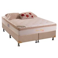 Cama Box King: Colchão Molas Ensacadas Herval MasterPocket Pallace Bambu Plus + Base CRC Suede Bege(193x203)