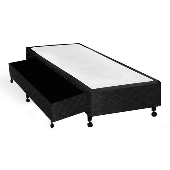 Cama Box Base c/Auxiliar Universal Solteiro Poli Tecido Black (88x188x27) - Castor