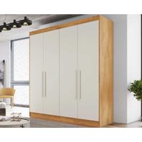 Guarda Roupa 4 Portas 3 Gavetas e Nantes Peroba/Off White - Europa