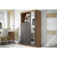 Cômoda Infantil Marabá 1.6 c/ 1 Porta 2 Nichos e 6 Gavetas c/ Espelho Jatoba/Grafitte - Santos Andirá