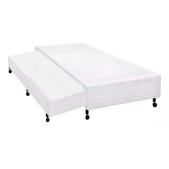 Cama Box Base c/Auxiliar Solteiro Poli Tecido White (78x188x27) - Castor