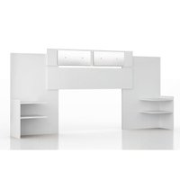 Cabeceira Cama Box Madeirado Solteiro/Casal/Queen Mila Extensível c/ Espelho Branco - Panan