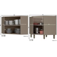 Cozinha Modulada Henn Connect 19 Peças (5Armários+5 Balcões+1 Paneleiro+8 Complementos) C19P01 Duna/Cristal-Henn