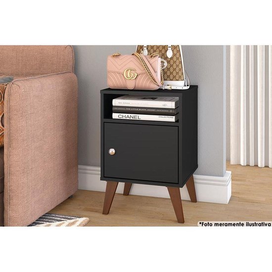 Mesa Cabeceira Casal RT3145 c/ 1 Porta Preto - Movelbento