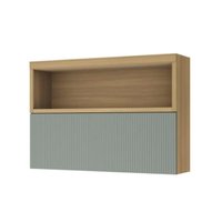 Módulo Cozinha Nesher Marquesa Armário c/ Nicho e 1 Porta Basculante Ripada 120cm Nature/Verde - Nesher