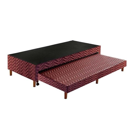 Cama Box Base c/Auxiliar com Auxiliar Sommier Rústico Wine (88x188x30) - Paropas