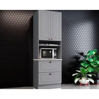 Torre Quente de Cozinha Paneleiro Americana c/1 Forno e 3 Portas c/1Basculante 71x220cm Cinza - Henn