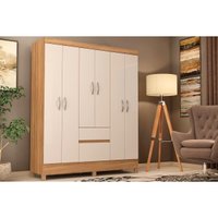 Guarda Roupa 6 Portas  e 2 Gavetas Flash II Amêndola/Off White - Demóbile
