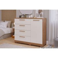Cômoda Solteiro Malu 1 Porta 4 Gavetas Cinamomo/Off White - Panan