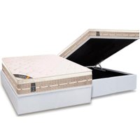 Cama Box Baú Casal: Colchão Molas Bonnel Castor Premium Tecnopedic + Base CRC Courano Black(138x188)