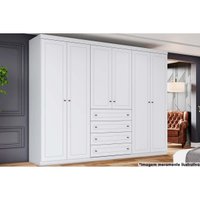 Guarda Roupa Casal 6 Portas e 4 Gavetas Americano Branco - Henn
