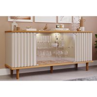 Buffet de Sala Jantar Janice 4 Portas c/ Vidro Nature/Off White - Cimol