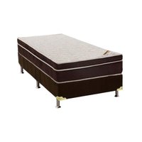 Cama Box Solteiro: Colchão Ortopédico Ortobom Exclusive OrtoPillow + Base CRC Camurça Brown(88x188)